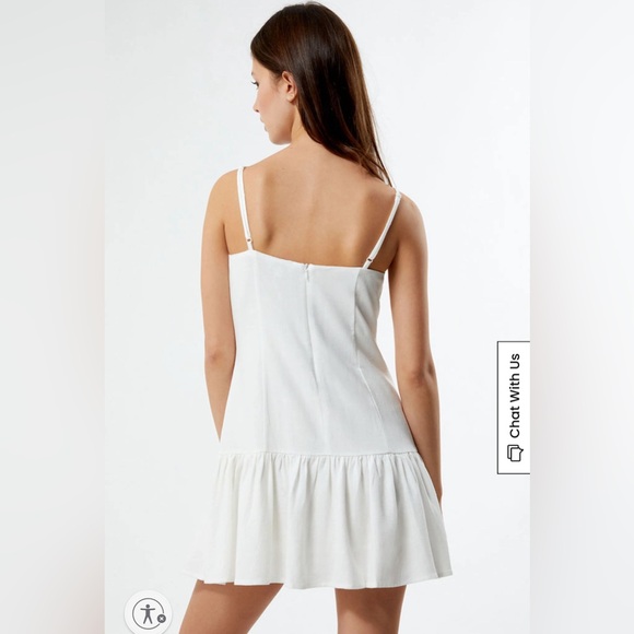 NWT. PacSun White Linen Drop Waist Mini Dress. Size Medium. - Picture 3 of 5